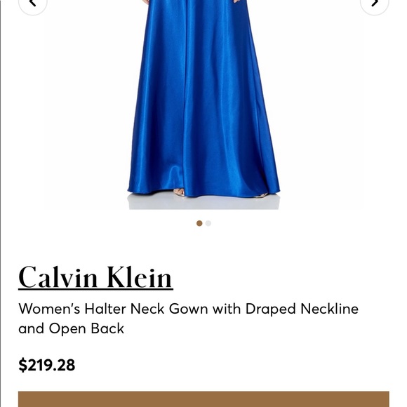 Calvin Klein Halter Neck Gown with Draped Neckline - Picture 14 of 14
